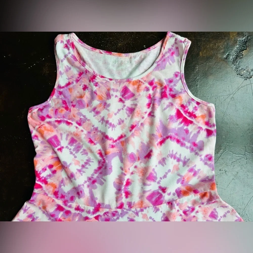 The Children's Place Pink and White A-Line Sundress Scoop Neck (877)